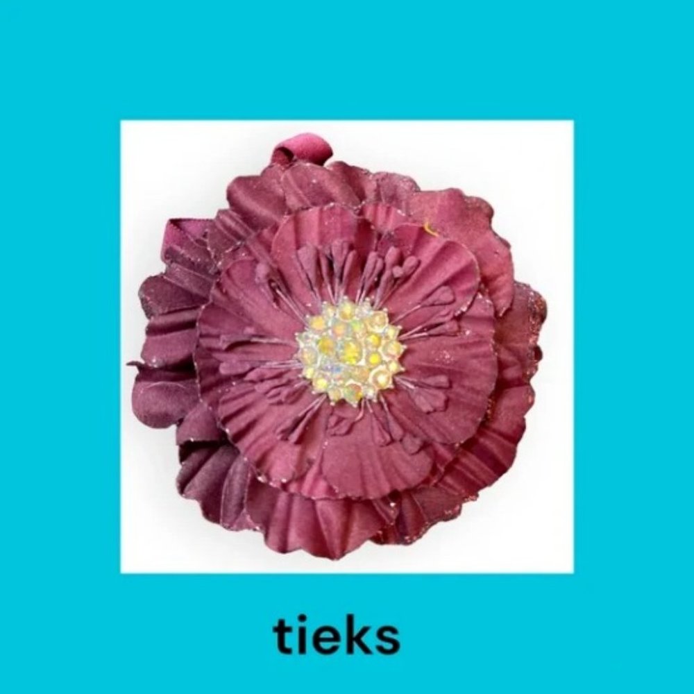 Tieks Burgundy Flower Box Topper with Faux Jewels in Center TT-D-481